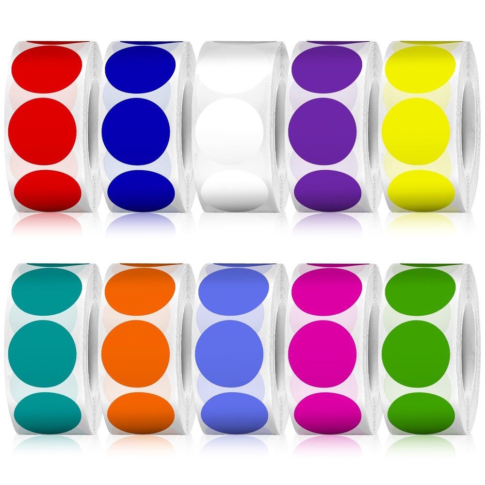 5000PCS Colored Circle Dots Stickers 3/4 Inch Colored Round Stickers