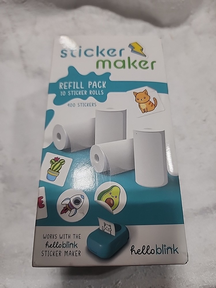 Hello Blink Sticker Maker Refill Pack – 10 Rolls: 5 Round, 5 Square – Makes 400