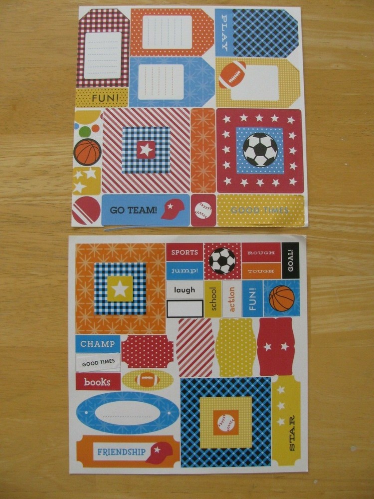 Unbranded SPORTS/SCHOOL Stickers and Die Cuts 2 Sheets 8″ X 8″ NEW