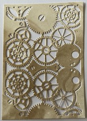 GEAR CARD PANEL Die-Cut(2pc) Steampunk•Cogs•Sprocket •Earthtone•Machine•Antique•