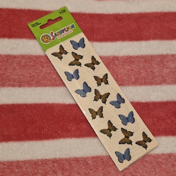 Vintage y2k Sandylion Butterfly prismatic Sticker Sheet Pack NOS scrapbook