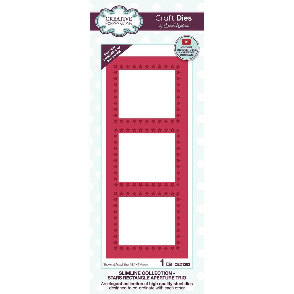 CREATIVE EXPRESSIONS – METAL CUTTING DIE – SLIMLINE – STARS RECTANGLE TRIO