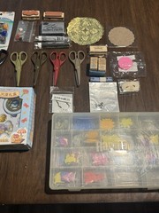 Huge Scrapbooking Craft Supply Lot Paper Stickers Stamps Decorative Scissors