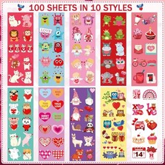 Valentine Day Stickers,100 Sheets Valentine Stickers for Kids Over 1000pcs