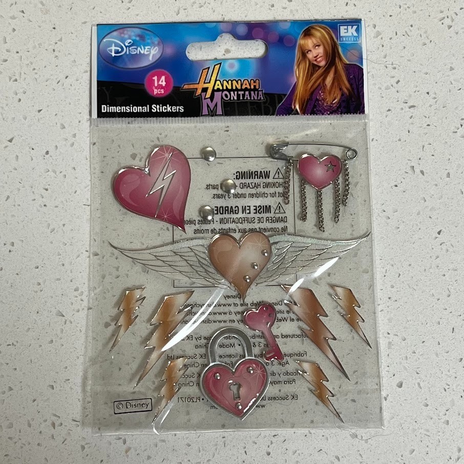 Vintage Disney Hannah Montana Miley Cyrus HEART WINGS Scrapbooking Stickers