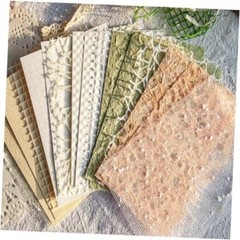 Handmade Scrapbook Paper, 16 Sheets Textured Paper Mesh Fabric Mix White