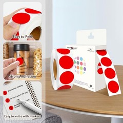 Red Circle Stickers, 10000 Count, 10 Rolls Dispenser