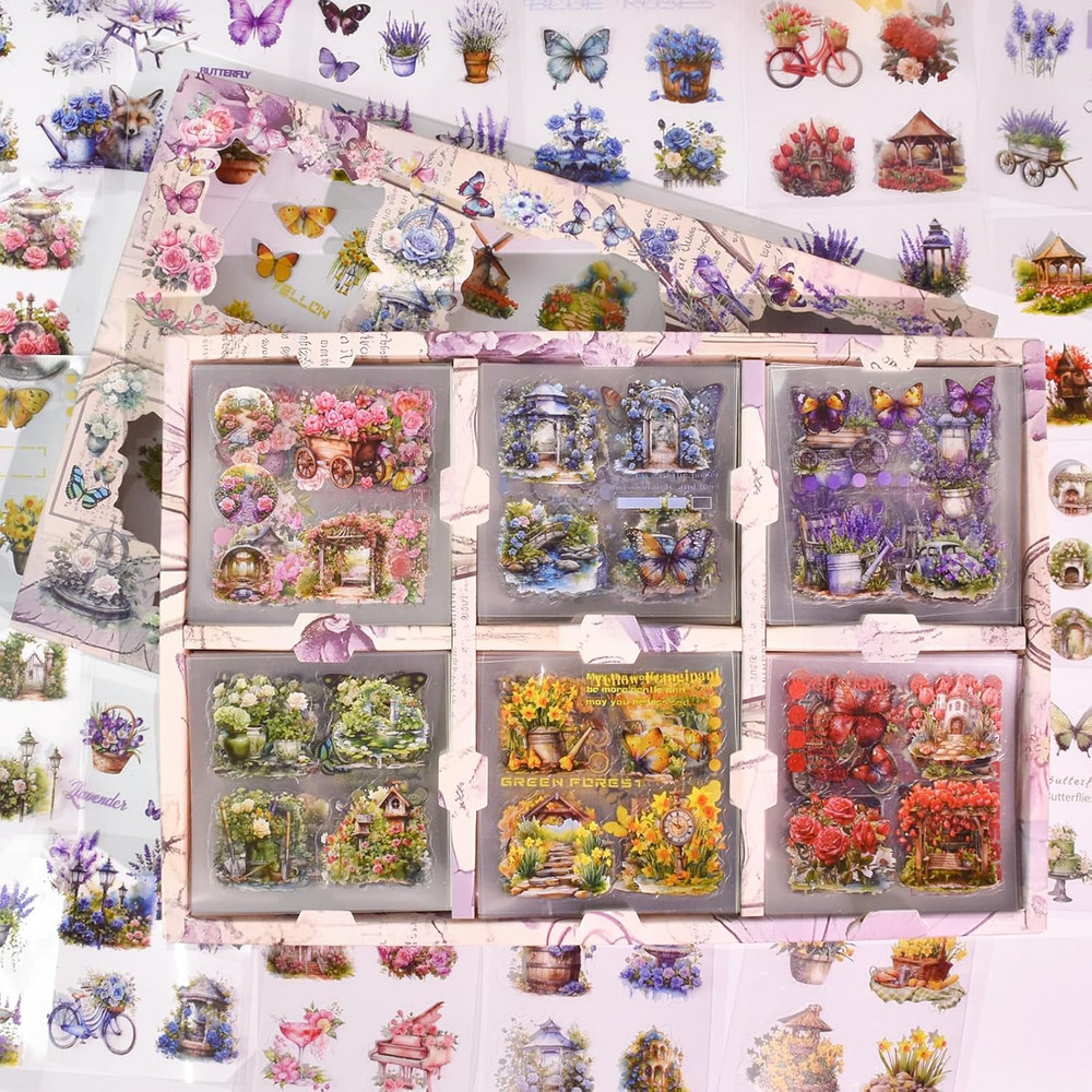 800 Pcs Floral Scrapbook Sticker Kit Vintage Flower Junk Journal Sticker