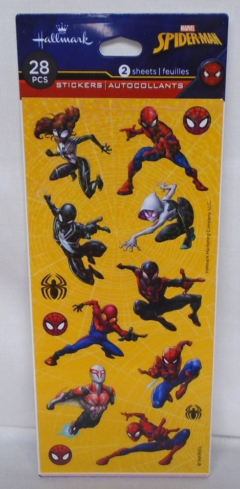 Hallmark Paper Stickers Marvel Spider-Man 2022 28 Pcs Free Shipping Over $15