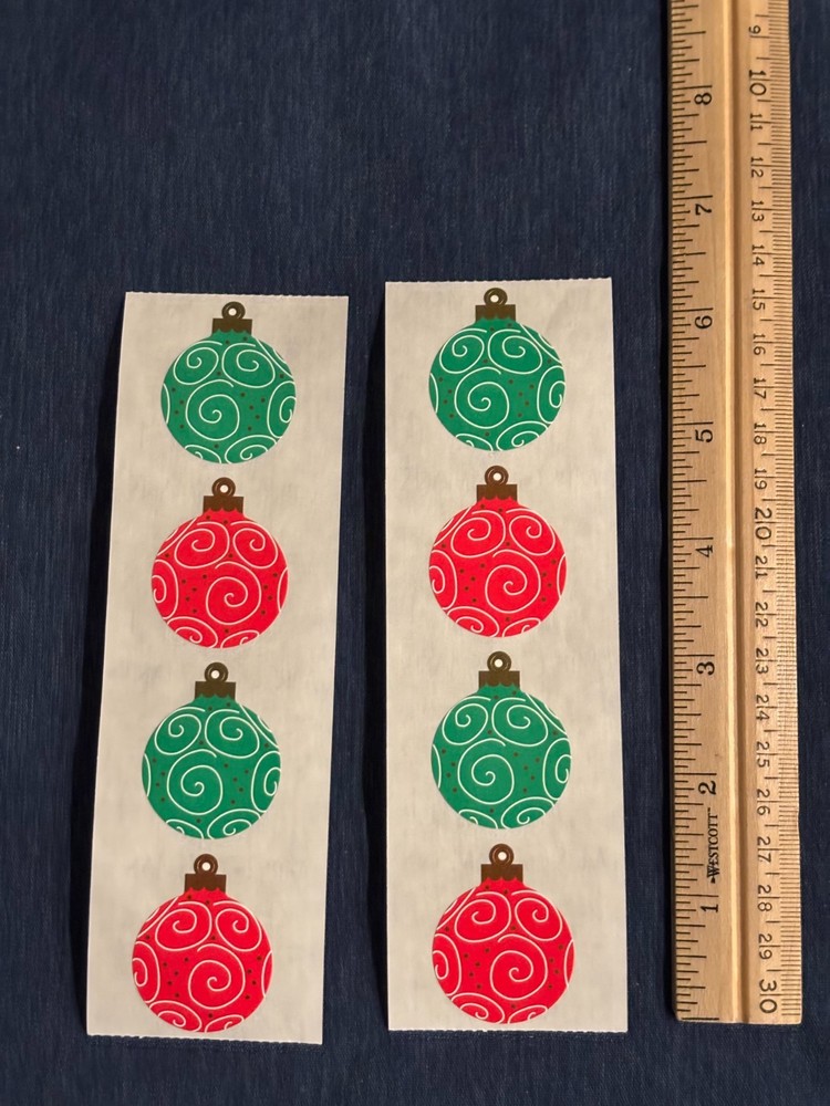 Lot of 2 Mrs. Grossman’s red & Green Ornaments Stickers ~New