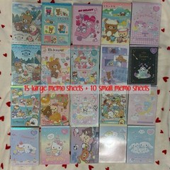 Kawaii Memo Sheets Grab Bag (25 pcs) Kirby, Sanrio, San-X Japanese memo pad cute