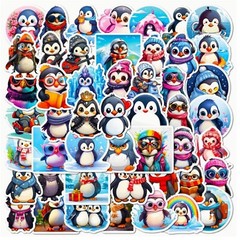 50pc CUTE PENGUIN Stickers-Christmas Fun For Everyone Laptop, Water-Bottle, Bike
