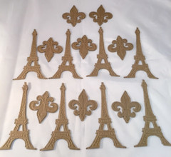 Tim Holtz Die Cuts * Embossed Eiffel Tower and Fleur de Lis * 6 Sets * Chipboard