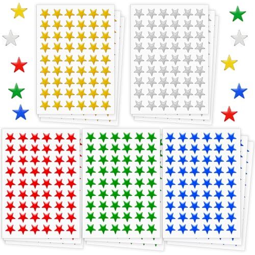 Star Stickers 1216 Pack Small Stickers Assorted Colors Stickers. Foil Star