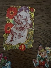 Vintage Embossed Gummed Sticker Seals Lot Cats Dogs Flowers Fairy Tale Germany