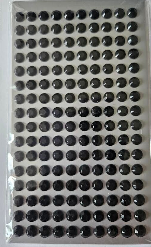 CraftbuddyUS 160pcs x 6mm BLACK Self Adhesive Rhinestone Gems, DIY Craft
