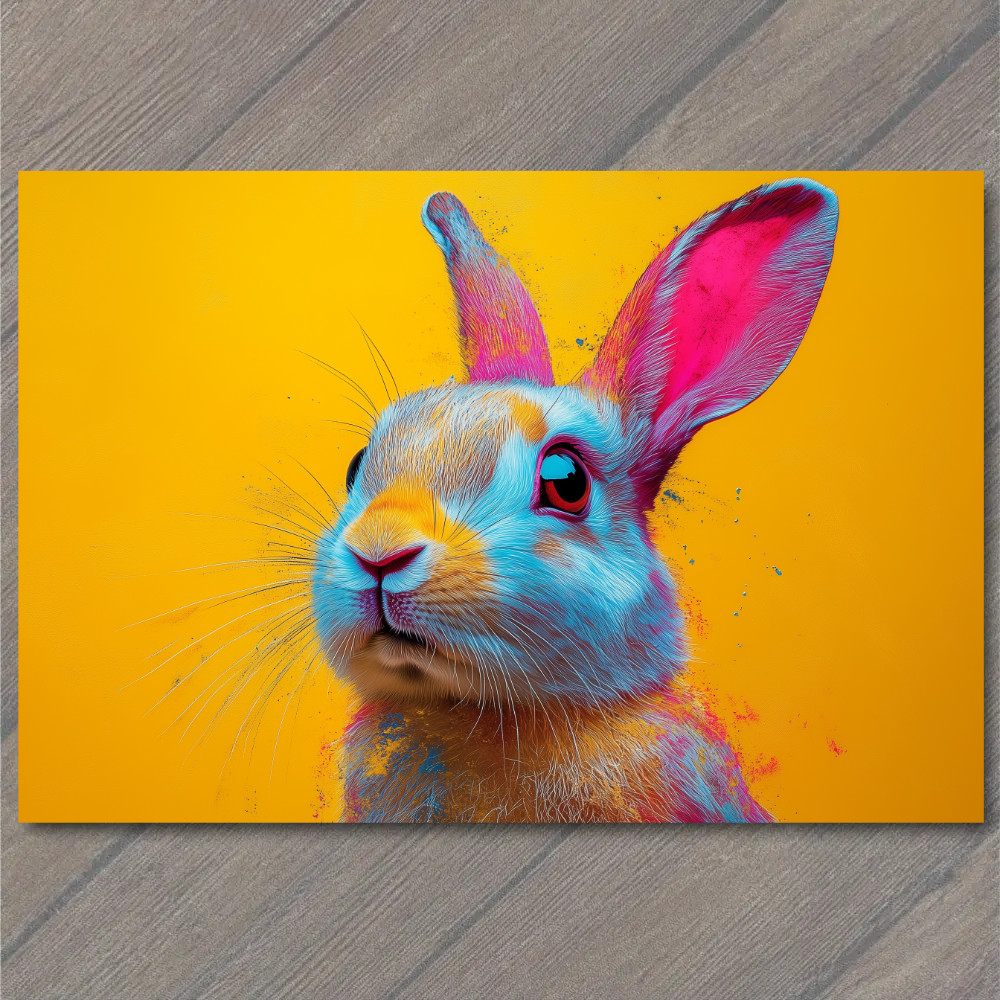 STICKER Bunny Rabbit Easter Color Explosion Whimsical Bright Pop Art Neon Fun