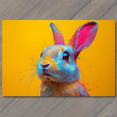STICKER Bunny Rabbit Easter Color Explosion Whimsical Bright Pop Art Neon Fun