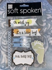 SOFT SPOKEN Its A BABY BOY Title Tiny Toes Fingers Foot Print New Born Stickers