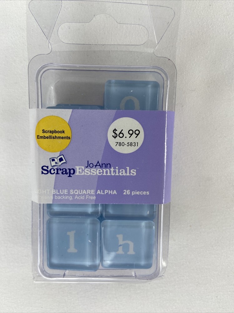JoAnn Scrapbook Essentials 26 Piece • Light Blue Square Alpha