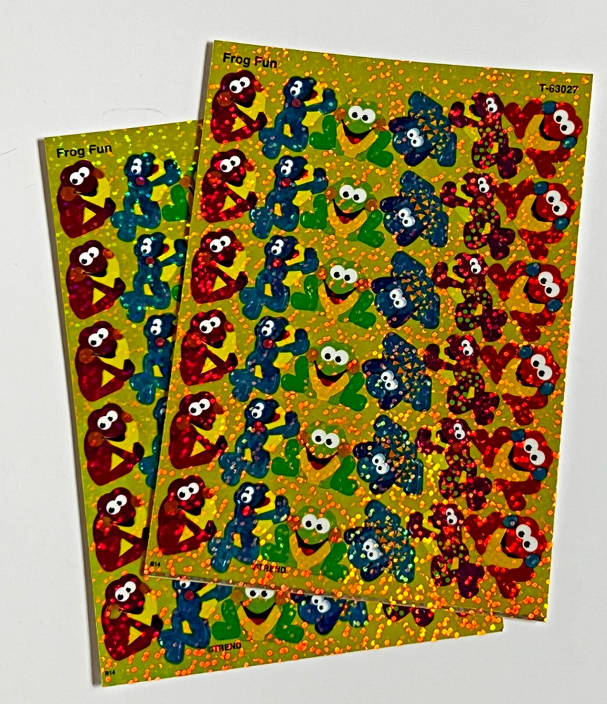 2 Sheets Sparkly Colorful Fun FROGS Scrapbook Stickers!