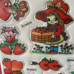 Vintage 1980s Woolworth STRAWBERRY Puffy ‘N’ Smell Stickers + Saver Pouch NOS