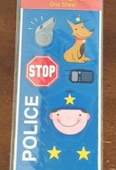 Rescue Pals Police Stickers NIP, K-9 dog, Police Officer, whistle, walkie talkie