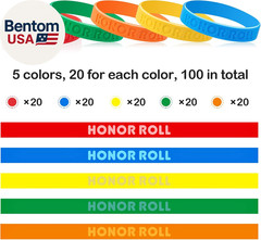 100 Pcs Honor Roll Rubber Wristbands Celebration Items Bulk Certificates Colored
