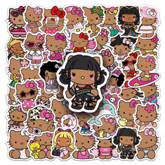 50 BLACK HELLO KITTY Stickers, For-Toybox, Phone, Water Bottle, Laptop, Locker