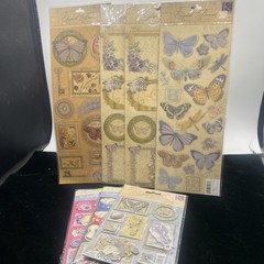 K & Company Elizabeth Brownd Embossed Stickers Floral Butterflies Lot Scrapbook