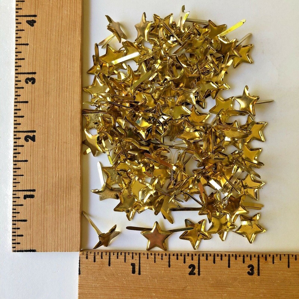 HyGlo Deco Fasteners – Brads – 1/2″ Gold Stars» – 100 – NEW