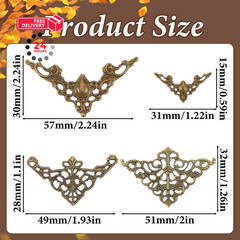 96 Pcs Metal Book Corner Protector, Decorative Photo Corners for bronze