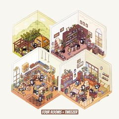 4 (3D) 8.7 x 5.8 Isometric Rooms. Study, Kitchen, Bedroom, and Field.