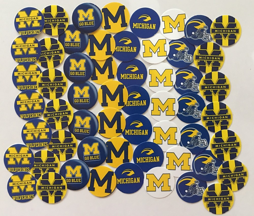SET of 100- 1″ PRECUT «MICHIGAN WOLVERINES» Bottlecap images.