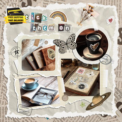 300 Pcs Vintage Stickers, Junk Journal Supplies, Cute Stickers for Journaling Su