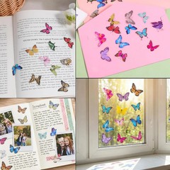 240 Pcs Butterfly Stickers,Floral Butterfly Pet Transparent Decorative Stickers