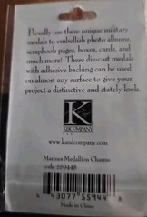 K & COMPANY MARINES MEDALLION CHARMS FOR SCRAPBOOKING, 559448, NEW