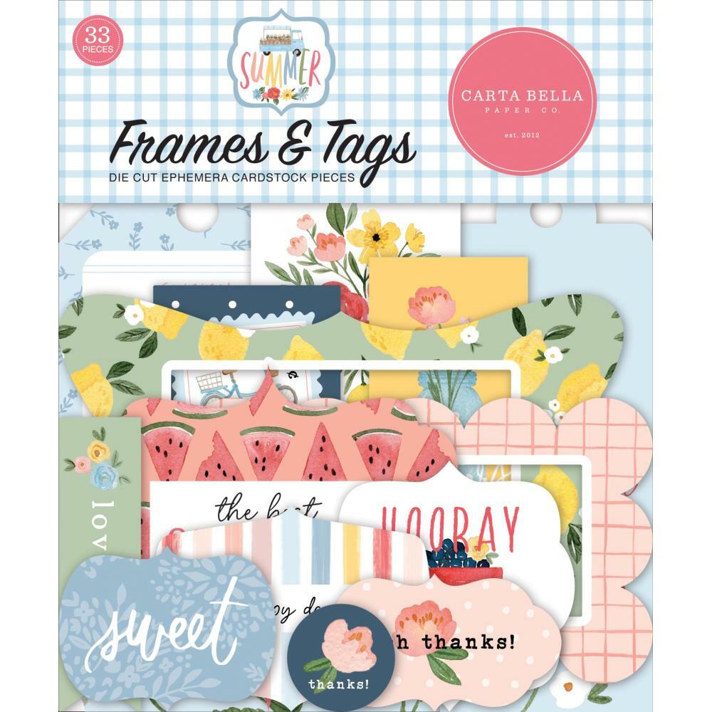 Crafts CB Summer Frames Tags Fruit Flowers Lemons Truck Thank You Hooray For You