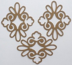 {4} DECORATiVE ACCENT – Flourish Scroll Bare Chipboard Die Cuts – 3.5″ x 4″