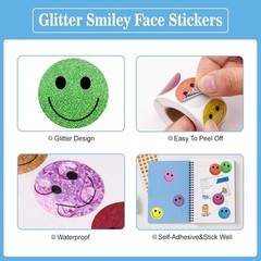 Anwyll Smiley Face Stickers – Happy Face Stickers 500Pcs 1Inch Glitter Smiley St