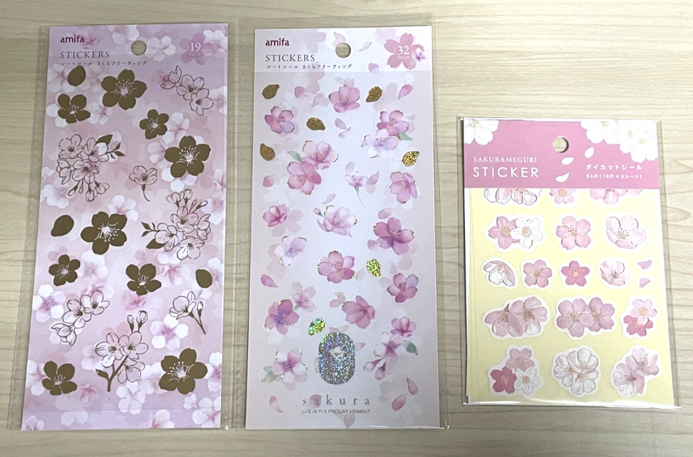 Japanese Sakura Sticker Set 3pcs Cherry Blossom Kawaii Planner Scrapbook