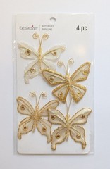 Gold Glitter Beaded Butterflies Scrapbook Craft Embellishments By Recollections