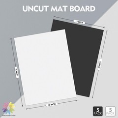 10 Pack 12×16 Inch Uncut Matte Boards White/Black Backing Center Prints Frames
