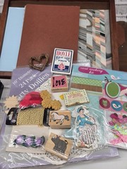 Mixed Scrapbooking Junk Journal Shadow Box Lot 5- Cardstock, Stamps, Ephemera