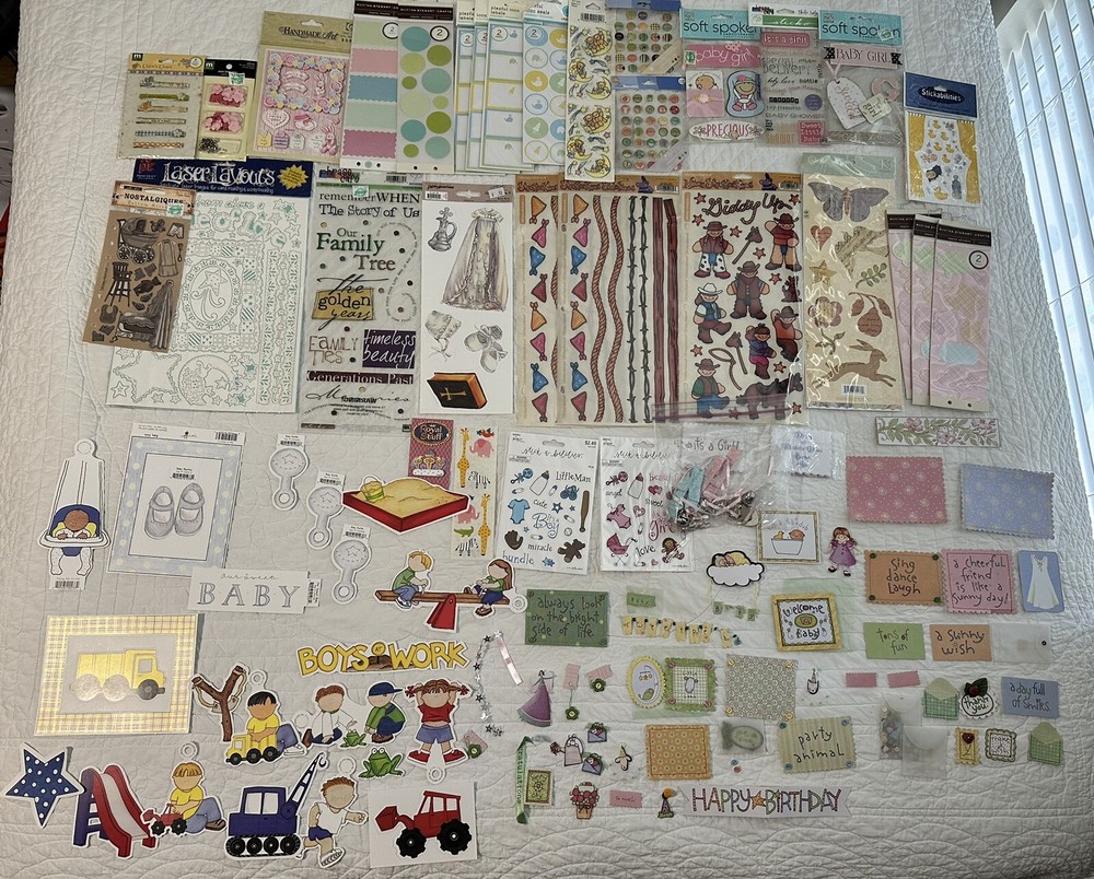 Lot Of Baby Scrapbooking Card Making Stickers Embellishments Tag It’s A Boy Girl