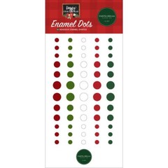 Crafts Enamel Dots CB Happy Christmas Red Green White Sticky Backs