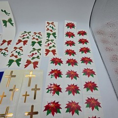 Vtg 90s Mrs. Grossman’s Stickers Lot Christmas Poinsettia Cross Church Bows