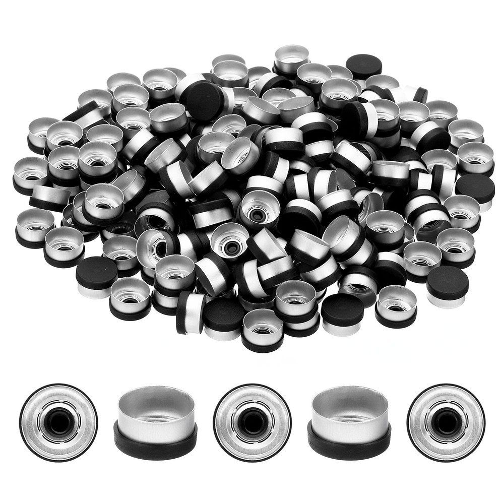 13mm Caps, 100 Pcs Caps Seals Plastic Aluminum Caps, Black
