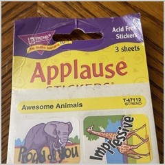 1998 Trend Awesome Animals Stickers T-47112 NOS Applause 2 Sheets MN Seal