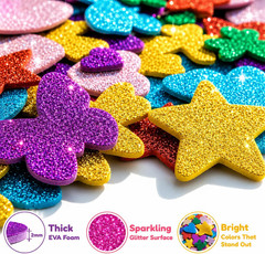 339 PCS Self Adhesive Glitter Foam Stickers – Heart, Star, Butterfly & Shapes f